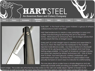 Example website for razor and cutlery company